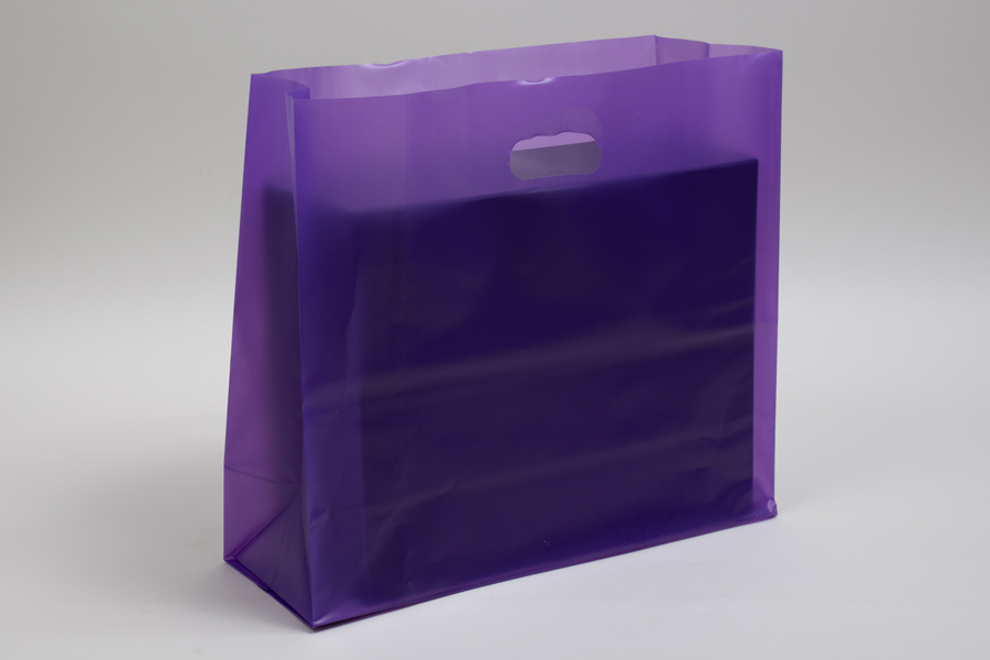 16 x 6 x 15 GRAPE FROSTED PLASTIC TOTE BAGS - 3.5 mil