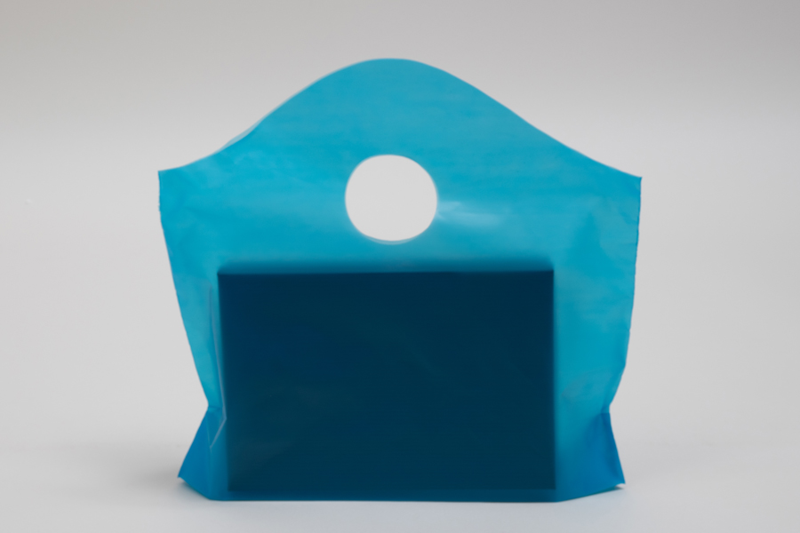 12 x 11 + 4 LAGOON BLUE FROSTED WAVETOP PLASTIC BAGS - 2 mil