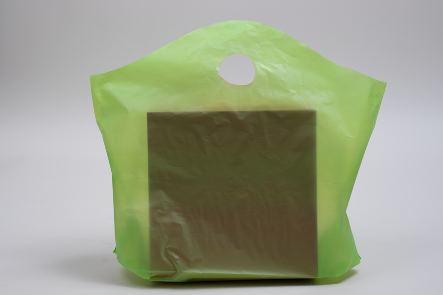 18 x 15 + 6 CITRUS GREEN FROSTED WAVETOP PLASTIC BAGS - 2.25 mil