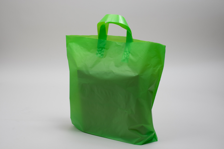 16 x 15 + 6 CITRUS FROSTED SOFT LOOP HANDLE AMERITOTE PLASTIC BAGS - 2.25 mil