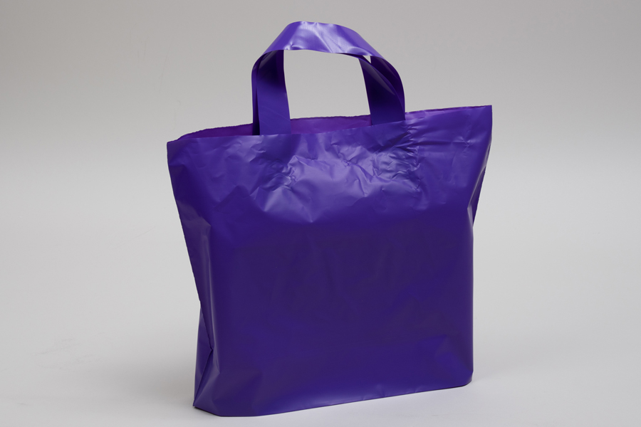 12 x 10 + 4 GRAPE FROSTED SOFT LOOP HANDLE AMERITOTE PLASTIC BAGS - 2.25 mil