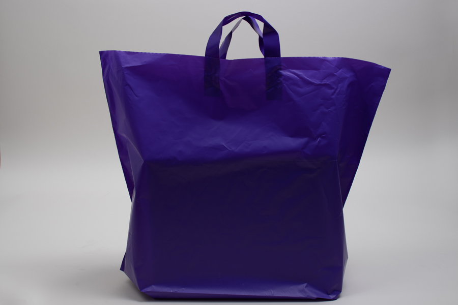 22 x 18 + 8 GRAPE FROSTED SOFT LOOP HANDLE AMERITOTE PLASTIC BAGS - 2.25 mil
