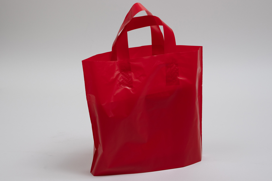 Hot Pink Plastic Ameritote Shopping Bags w. Soft Loop Handle - 16 x 6 x 15  in. 250/Case