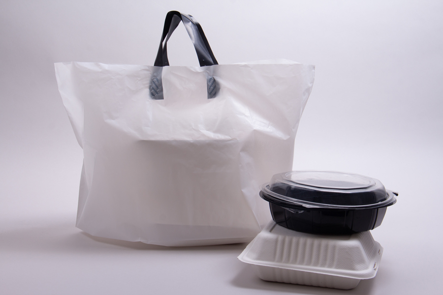 21 x 13 x 10 WHITE SOFT LOOP HANDLE AMERITOTE PLASTIC CARRYOUT BAGS