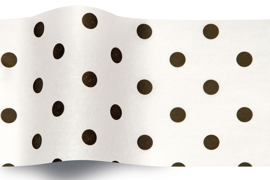 20 x 30 SATINWRAP TISSUE PAPER -  BLACK DOTS/WHITE