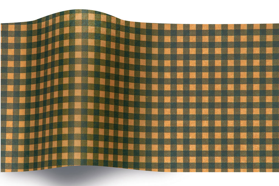 20 x 30 SATINWRAP TISSUE PAPER -  GREEN GINGHAM