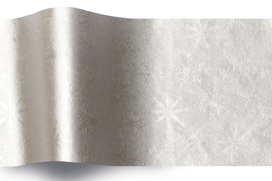 20 x 30 SATINWRAP TISSUE PAPER - SILVER SNOWFLAKE EMBOSS