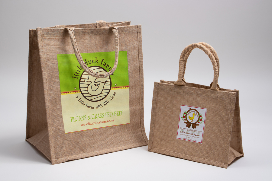 Custom printed Reusable Jute bag - Little Duck Farms
