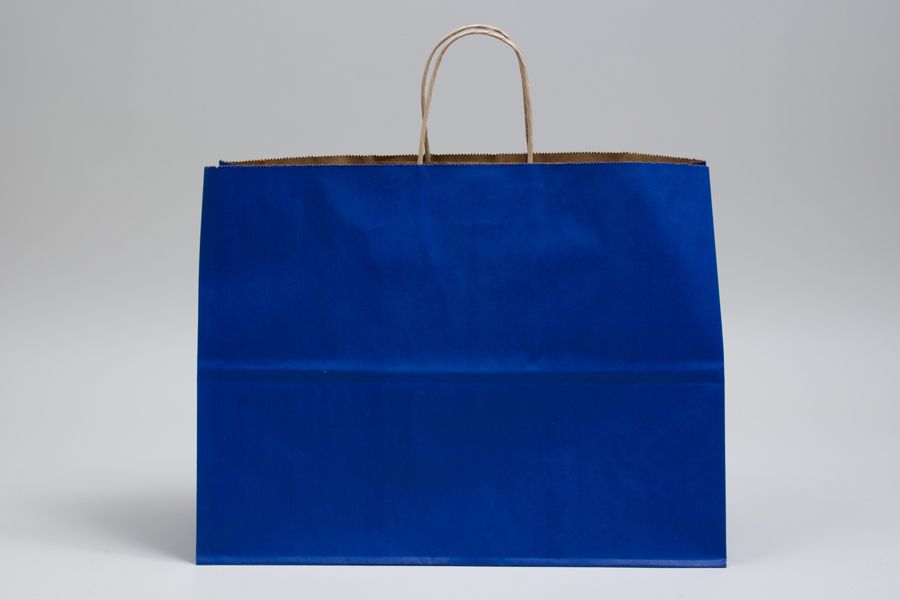 16 x 6 x 12 MATTE PARADE BLUE COLOR TINTED KRAFT PAPER SHOPPING BAGS - ***CLOSEOUT***