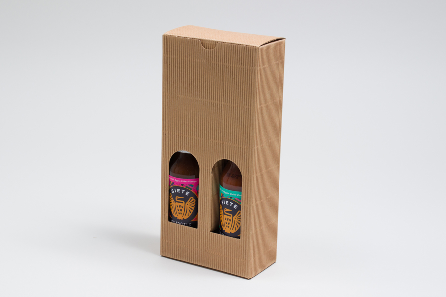 4-5/16 x 2-1/8 x 9-7/16” NATURAL KRAFT GROOVE BOTTLE BOXES WITH WINDOWS