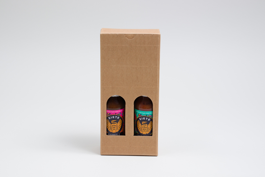 4-5/16 x 2-1/8 x 9-7/16” NATURAL KRAFT GROOVE BOTTLE BOXES WITH WINDOWS