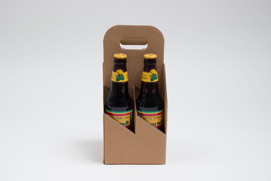 5.125 X 5.125 X 11.375”  KRAFT GROOVE OPEN BOTTLE CARRIERS WITH HANDLES