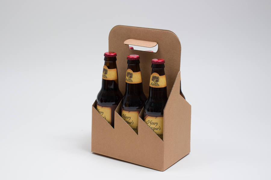 7.625 X 5.125 X 11.375” KRAFT GROOVE OPEN BOTTLE CARRIERS WITH HANDLES