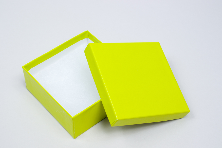 (#33D) 3-1/2 X 3-1/2 X 1-1/2 GLOSS LIME JEWELRY BOXES