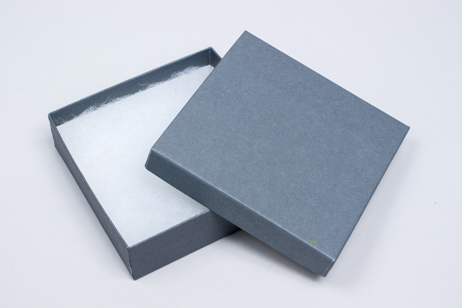 (#33) 3-1/2 X 3-1/2 X 1 MATTE SLATE GRAY JEWELRY BOXES