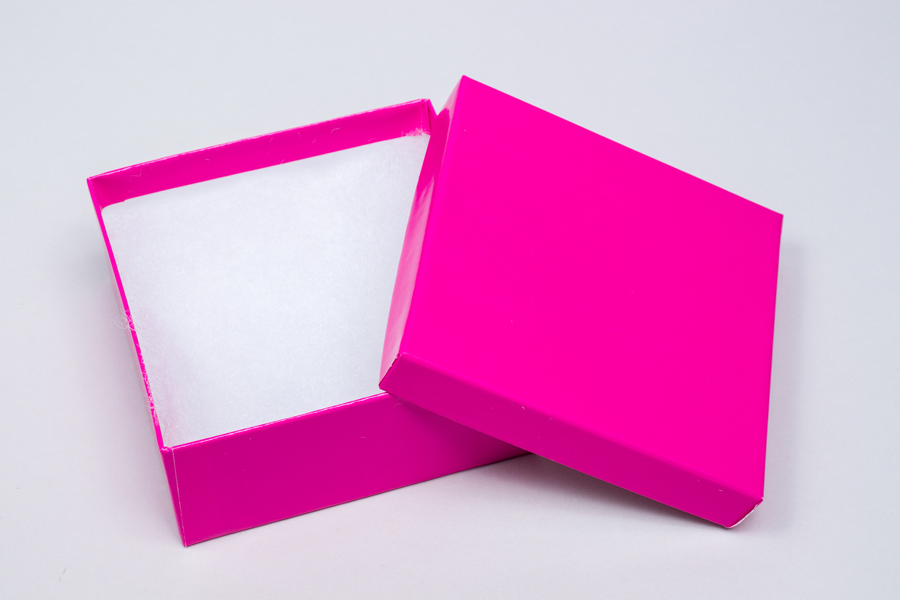 (#33D) 3-1/2 X 3-1/2 X 1-1/2 GLOSS FUCHSIA JEWELRY BOXES