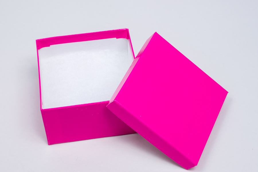 (#34) 3-1/2 X 3-1/2 X 2 GLOSS FUCHSIA JEWELRY BOXES