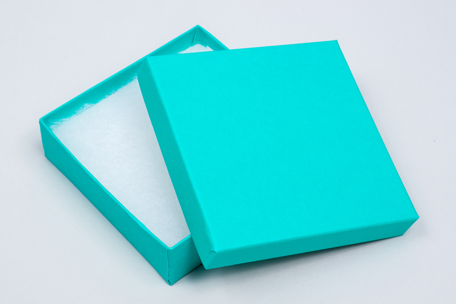 (#33) 3-1/2 X 3-1/2 X 1 MATTE TROPICAL BLUE JEWELRY BOXES