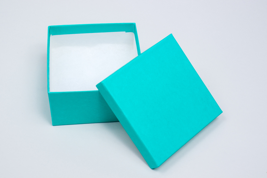 (#34) 3-1/2 X 3-1/2 X 2 MATTE TROPICAL BLUE JEWELRY BOXES