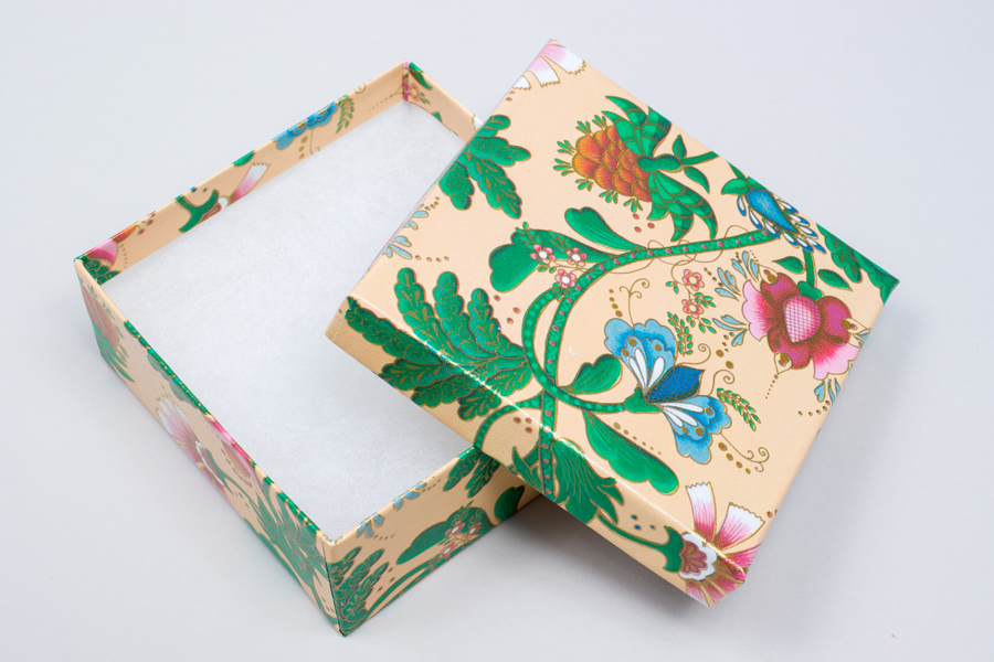 (#33D) 3-1/2 X 3-1/2 X 1-1/2 FRENCH FLORAL JEWELRY BOXES