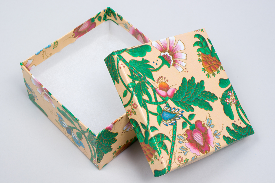(#34) 3-1/2 X 3-1/2 X 2 FRENCH FLORAL JEWELRY BOXES