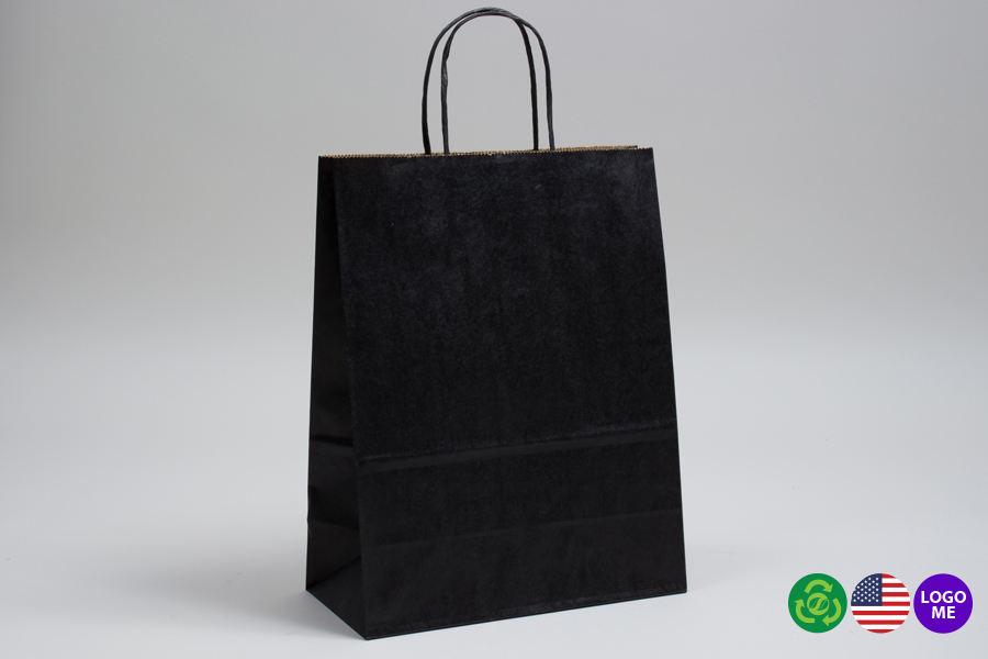 10 x 5 x 13 MATTE BLACK COLOR TINTED KRAFT PAPER SHOPPING BAGS - ***LIMITED AVAILABILITY***