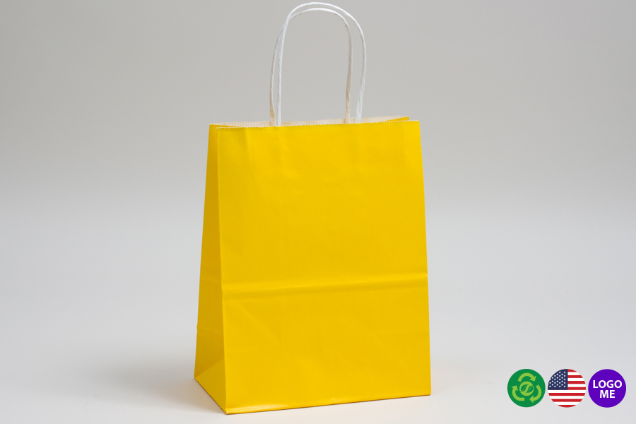10 x 5 x 13 BUTTERCUP YELLOW COLOR TINTED PAPER SHOPPING BAGS - ***CLOSEOUT***
