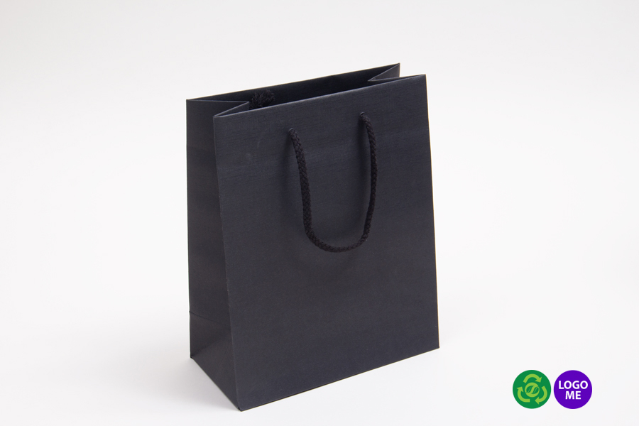 8 x 4 x 10 BLACK TEXTURED EUROTOTE SHOPPING BAGS