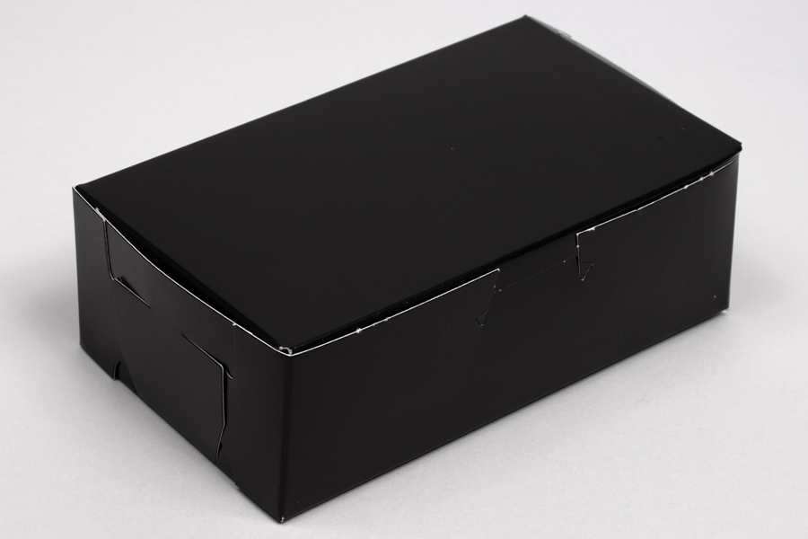 6-1/4 x 3-3/4 x 2-1/8 BLACK GLOSS ONE-PIECE BAKERY BOXES