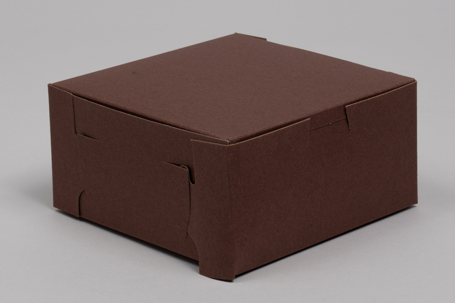 6 x 6 x 3 CHOCOLATE ONE-PIECE BAKERY BOXES