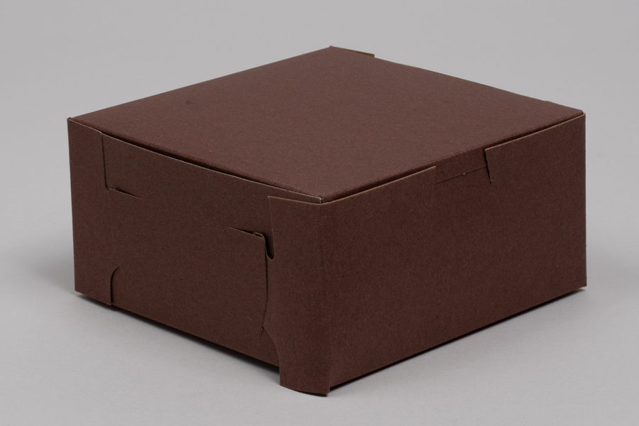 6 x 6 x 3 CHOCOLATE ONE-PIECE BAKERY BOXES