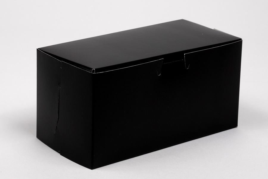 8 x 4 x 4 BLACK GLOSS ONE-PIECE BAKERY BOXES