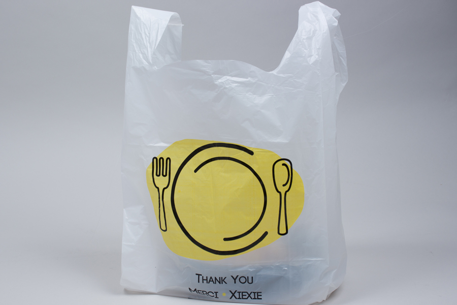 12 x 7 x 22 THANK YOU WHITE PLASTIC HIGH-DENSITY T-SHIRT BAGS