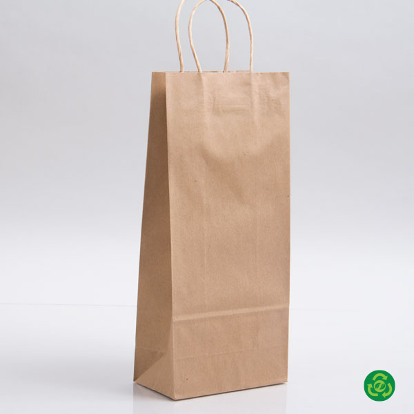 5-1/2 x 3-1/4 x 13 PREMIUM ECOPLUS™ NATURAL KRAFT PAPER SHOPPING BAGS