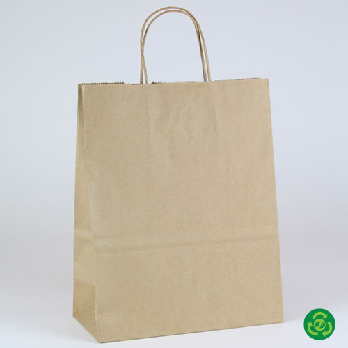 10 x 5 x 13 PREMIUM ECOPLUS™ NATURAL KRAFT PAPER SHOPPING BAGS