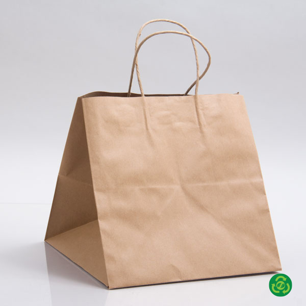 Kraft Craft Paper SOS Carrier Bags White with Flat Handles /Takeaway/ restaurant 