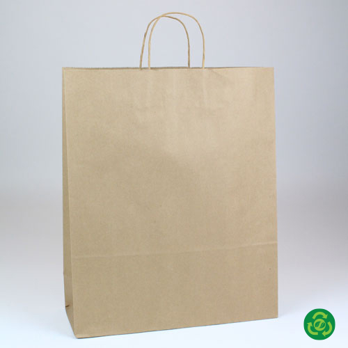 16 x 6 x 19 PREMIUM ECOPLUS™ NATURAL KRAFT PAPER SHOPPING BAGS