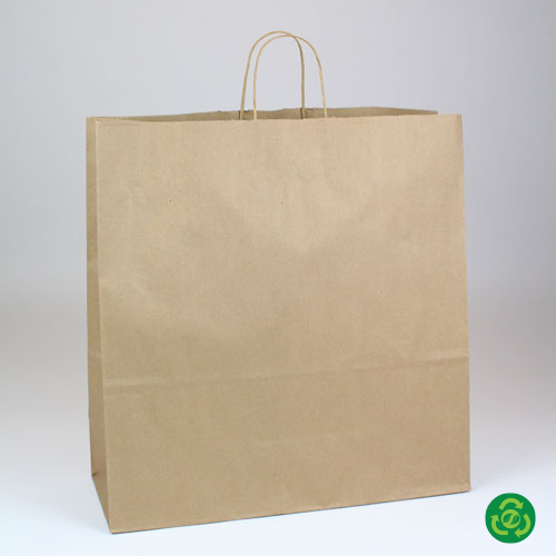 18 x 7 x 18 PREMIUM ECOPLUS™ NATURAL KRAFT PAPER SHOPPING BAGS