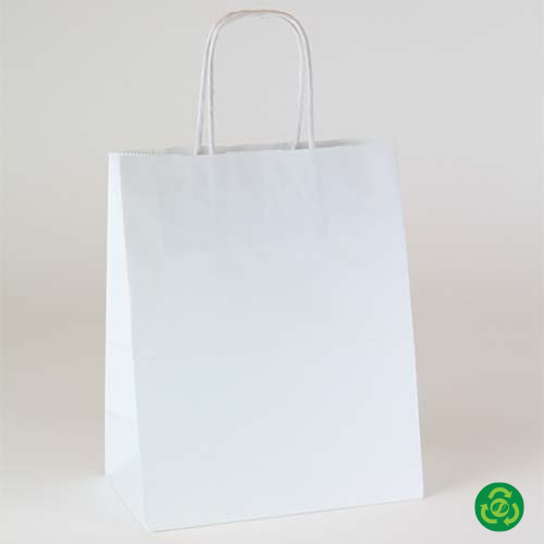 8 x 4-1/2 x 10-1/4 PREMIUM ECOPLUS™ WHITE KRAFT PAPER SHOPPING BAG