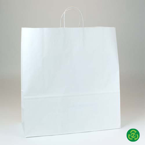 18 x 7 x 18.75 ECONOMY WHITE KRAFT PAPER SHOPPING BAGS ***CLOSEOUT***