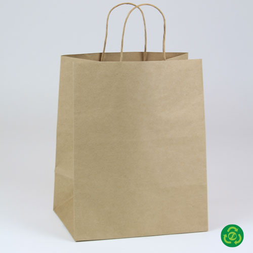 Bagcraft Natural Kraft Paper Shopping Bag with Handles - Meals to Go  Printing 12 x 9 x