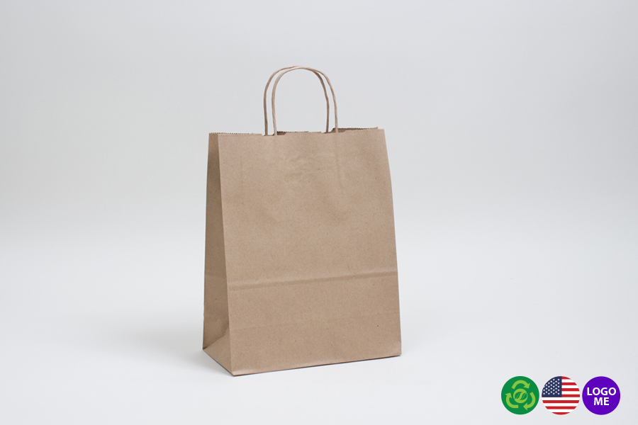 10 x 6.75 x 12 NATURAL KRAFT PAPER SHOPPING BAGS