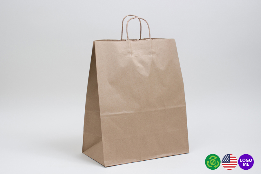 13 x 6 x 15.75 NATURAL KRAFT PAPER SHOPPING BAGS
