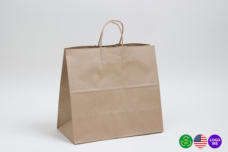 13 x 7 x 13 NATURAL KRAFT PAPER SHOPPING BAGS