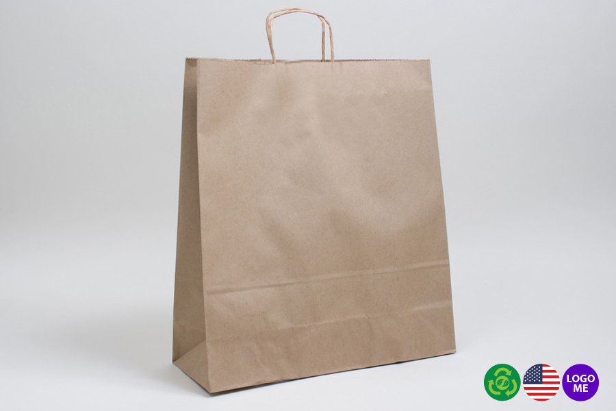 16 x 6 x 19.25 NATURAL KRAFT PAPER SHOPPING BAGS - ***LIMITED AVAILABILITY***