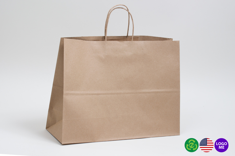 24 x 7.5 x 18.75 NATURAL KRAFT PAPER SHOPPING BAGS ***LIMITED AVAILABILITY***