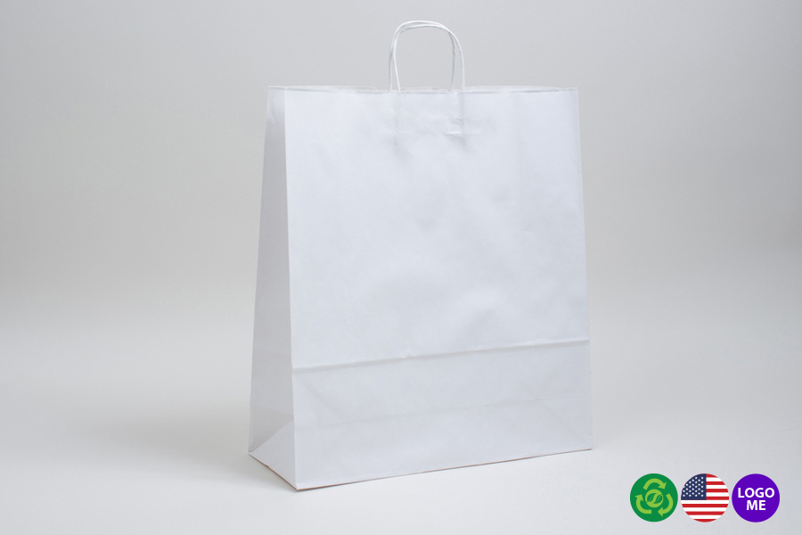 16 x 6 x 19.25 WHITE KRAFT PAPER SHOPPING BAGS ***CLOSEOUT***