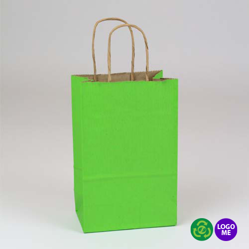 5.5 x 3.25 x 8.37 APPLE GREEN MATTE SHADOWSTRIPE PAPER BAGS