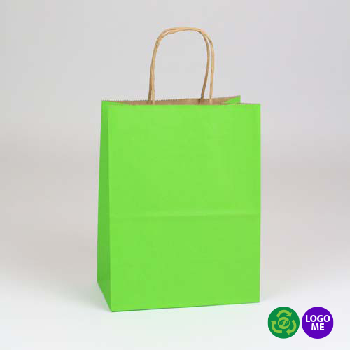 8 x 4.75 x 10.5 APPLE GREEN MATTE SHADOWSTRIPE PAPER BAGS