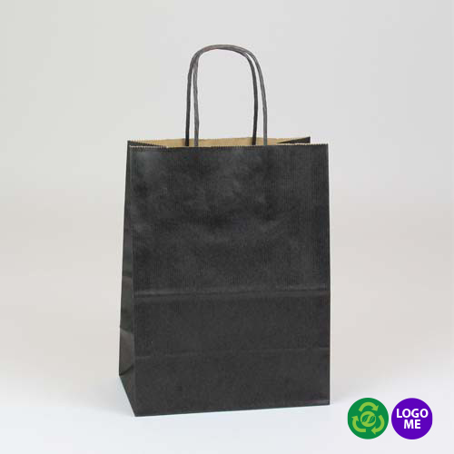 8 x 4.75 x 10.5 BLACK MATTE SHADOWSTRIPE PAPER BAGS
